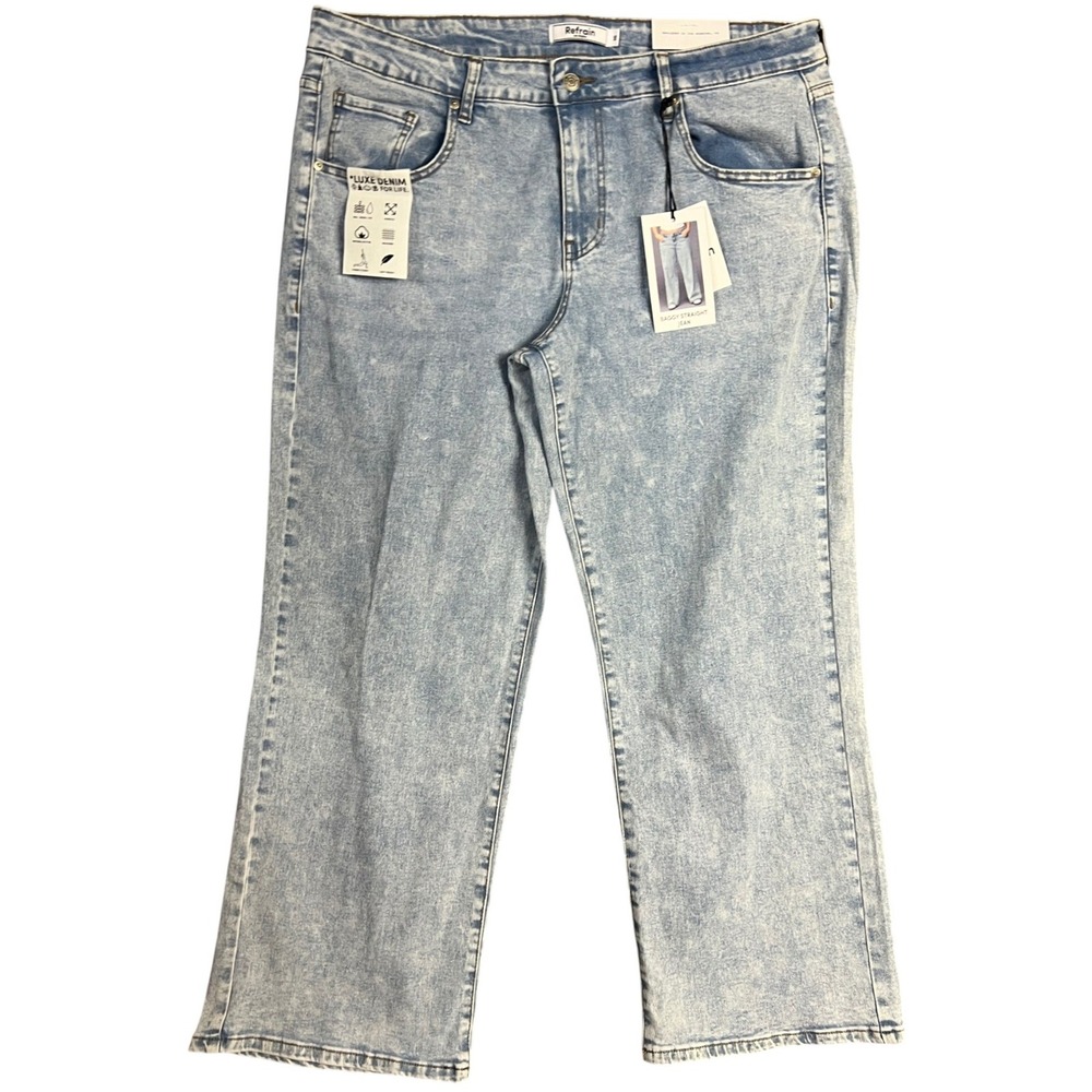 Refrain LA Baggy Straight Jean Size 16 Light Wash New Luxe Denim High Rise Y2K